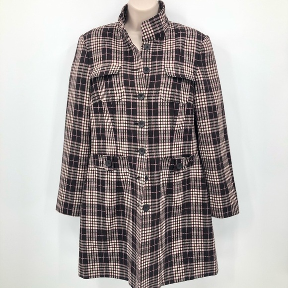 Worthington women’s plaid coat Button up size 10‎ Academia, clueless preppy - Picture 1 of 13